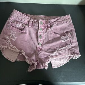 American Eagle Outfitters Pink Distressed Jean Shorts